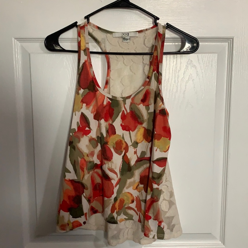 Forever 21 Floral Tank Top Size Small